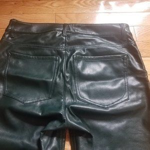 Express vegan leather jeggings dark green 6